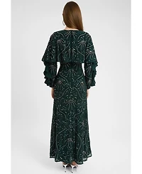 Maryisa Women's Modest Embellished Sequin Beaded Dress