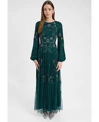 Maryisa Women's Modest Embellished Sequin Beaded Dress