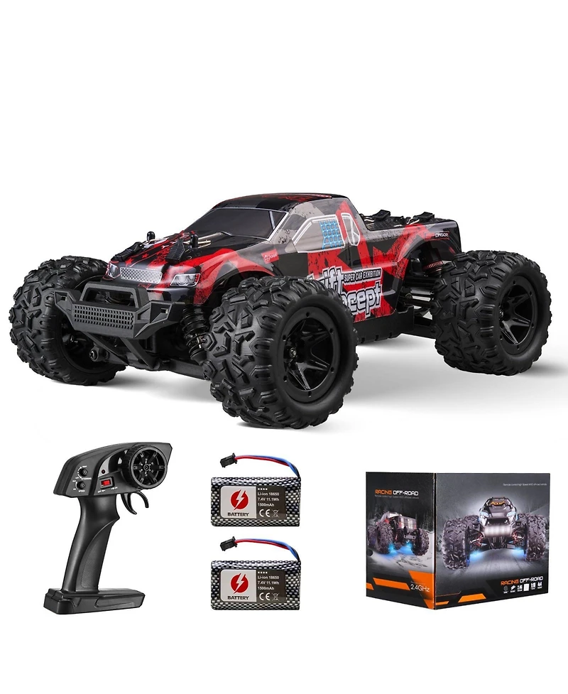 Mecale Rc Car 1:18, 4WD Off-Road Truck 36 km/h with 45° Wheelie & 2 Batteries, High-Speed Racing Toy for Kids 8+, IPX4