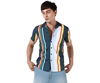 Campus Sutra Men's Striped Button Up Cotton Shirt