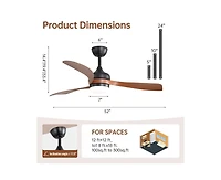 Sofucor 52-inch Modern Black Ceiling Fan with Led Light and Remote Control Dc Motor