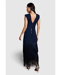 Coast Women's Bandage Knit Fringed Hem Midi Dress