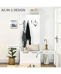 Homcom Hall Tree with Coat Rack, Storage and Sitting Bench, White