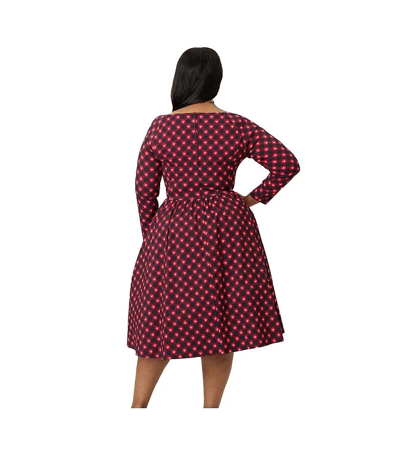 Unique Vintage Plus Sweetheart Long Sleeve Swing Dress