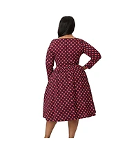 Unique Vintage Plus Sweetheart Long Sleeve Swing Dress