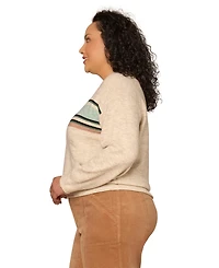 Democracy Plus Striped Band Detail V-Neck Sweater