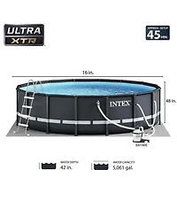 Intex Ultra Xtr 16ft x 48in Round Above Ground Pool Set w/ Pump & Robot Vacuum