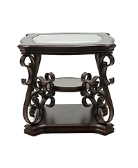 sumyeg Modern End Table with Glass Top Marble Paper Mdf Shelf and Powder Coated Metal Legs