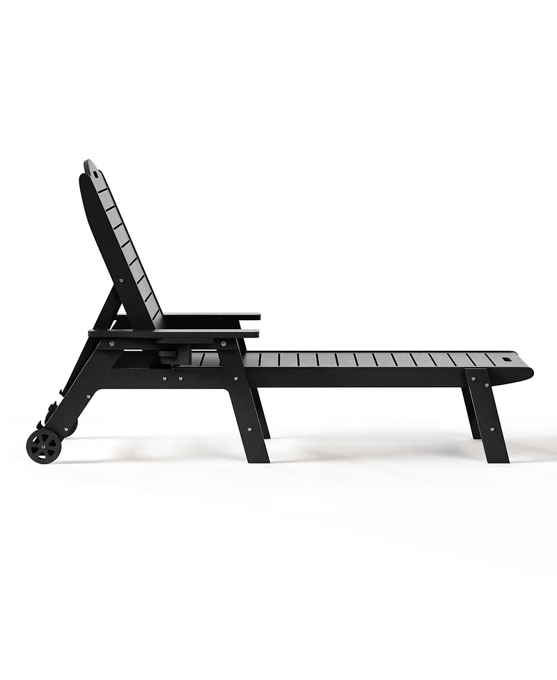 WestinTrends Outdoor Hdpe Patio Chaise Lounge With Wheels & Cup Holder