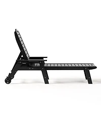 WestinTrends Outdoor Hdpe Patio Chaise Lounge With Wheels & Cup Holder