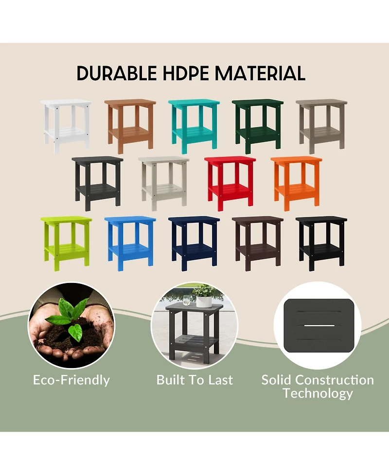 WestinTrends 2-Tier Outdoor Hdpe Modern Adirondack Square Patio Side Table