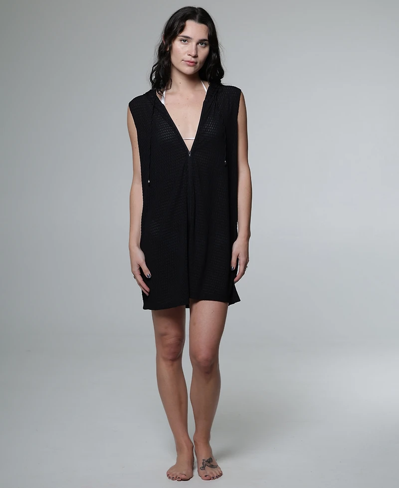 J Valdi Women's Sleeveless Zip-Up Swim Hoodie