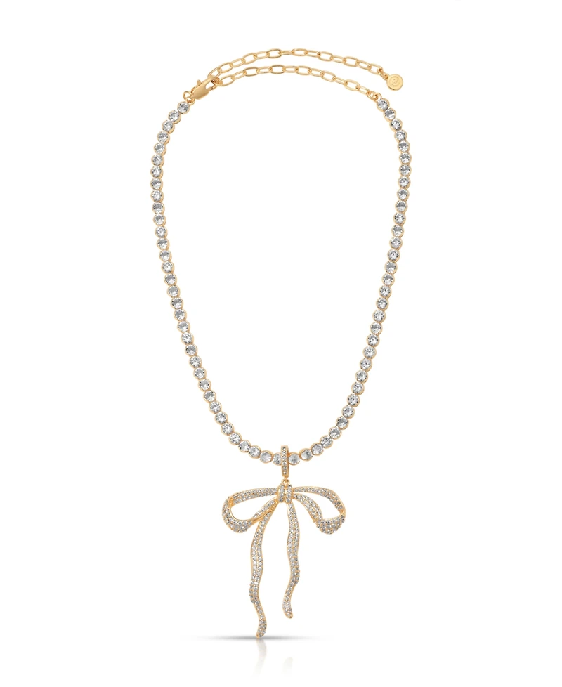 Ettika Pave Bow Tennis Necklace