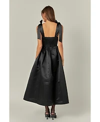 English Factory Women's Bow Pointed Blk Midi Dress