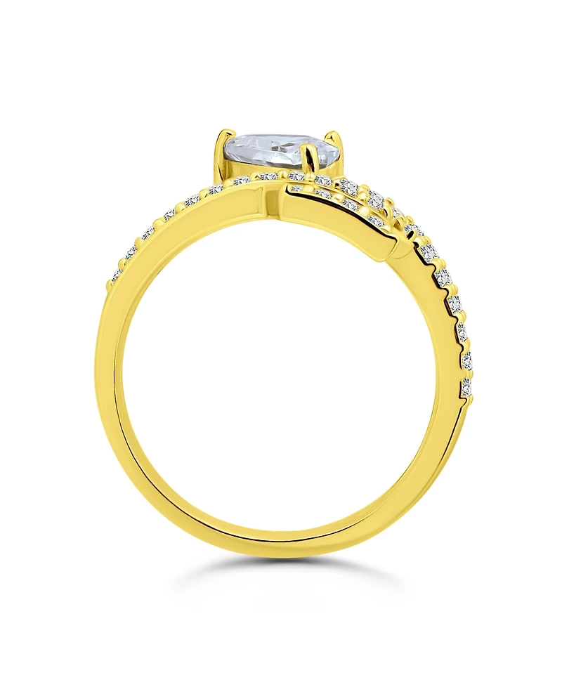 Cubic Zirconia Arrow Wrap Ring Silver Plate