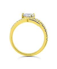 Cubic Zirconia Arrow Wrap Ring Silver Plate