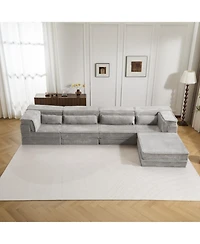 Streamdale Furniture 86" Modern Chenille 3-Seater Sofa with Rolled Arms & Wood Legs