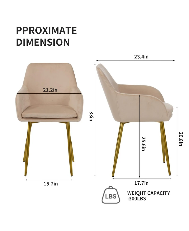 Streamdale Furniture Streamdale Velvet Dining Chair Set (2-Piece) - Beige