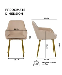 Streamdale Furniture Streamdale Velvet Dining Chair Set (2-Piece) - Beige