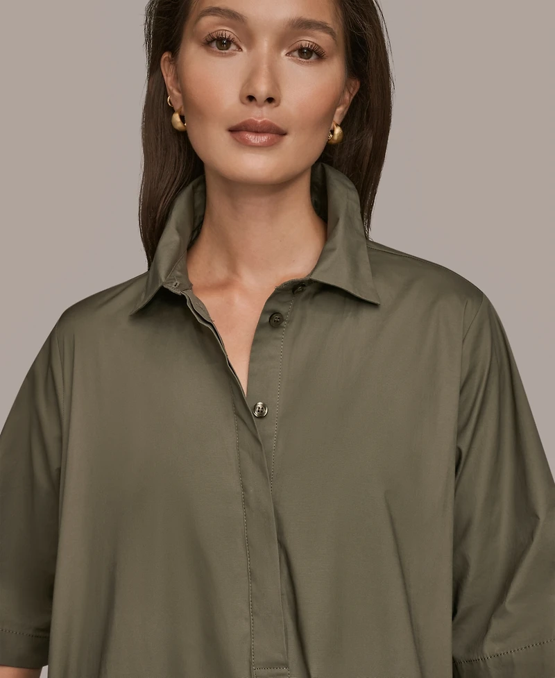 Donna Karan Weekend Women's Elbow-Sleeve Hidden Placket Dress