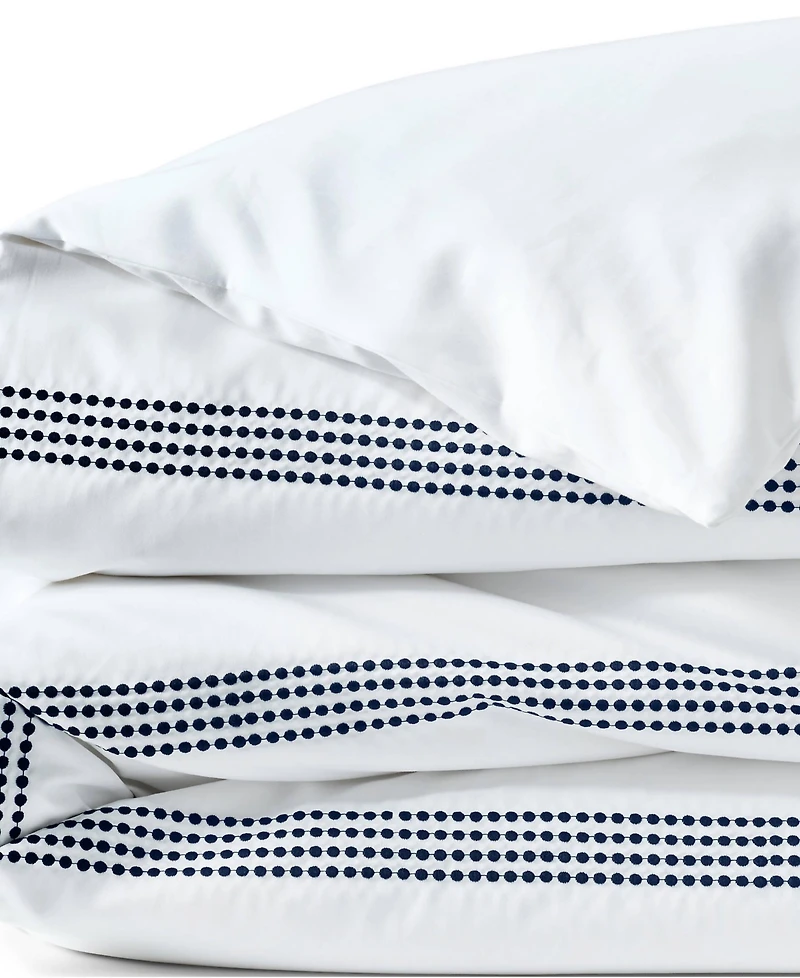 Lands' End 400 Thread Count Premium Supima Cotton No Iron Sateen Embroidered Duvet Bed Cover