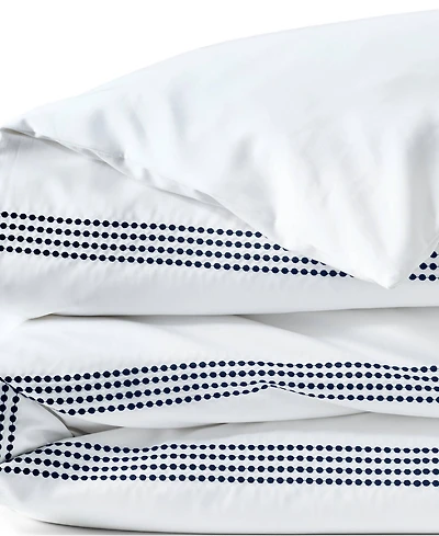 Lands' End 400 Thread Count Premium Supima Cotton No Iron Sateen Embroidered Duvet Bed Cover