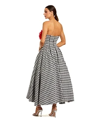 Mac Duggal Women's Strapless Boucle A Line Midi Dress With 3D Flower