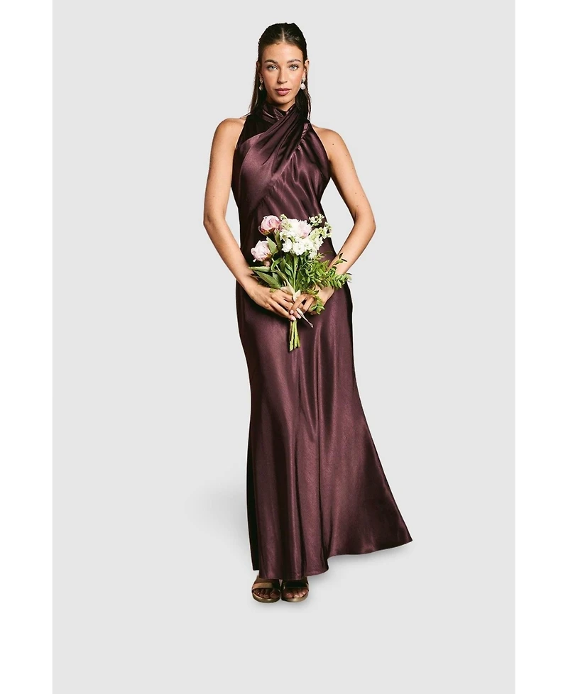 Coast Women's Satin High Neck Fishtail Maxi Dress