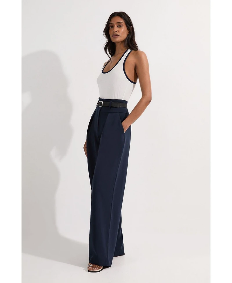 Karen Millen Women's High Waist Wide Leg Pants
