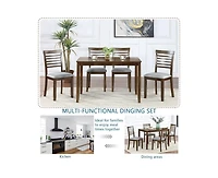 sumyeg 5-Piece Modern Dining Set with Rectangular Wood Table and 4 Upholstered Chairs