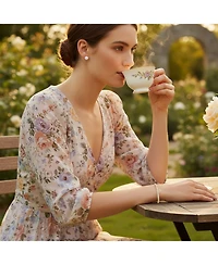 Bling Jewelry Round Cz Tennis Bracelet & Solitaire Stud Earrings Jewelry Set GoldPlated Sterling Silver