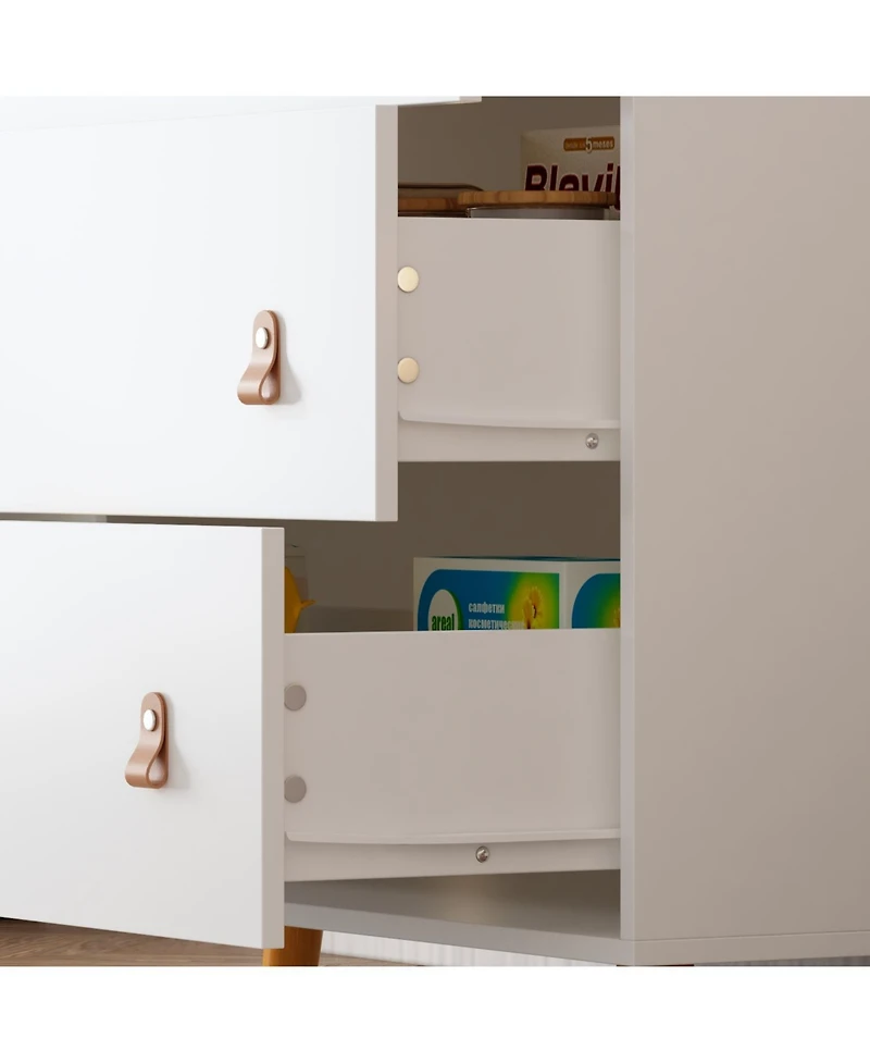 Homsee 4-Drawer Chest of Drawers Nursery Storage Organizer With Changing Table Open Shelf