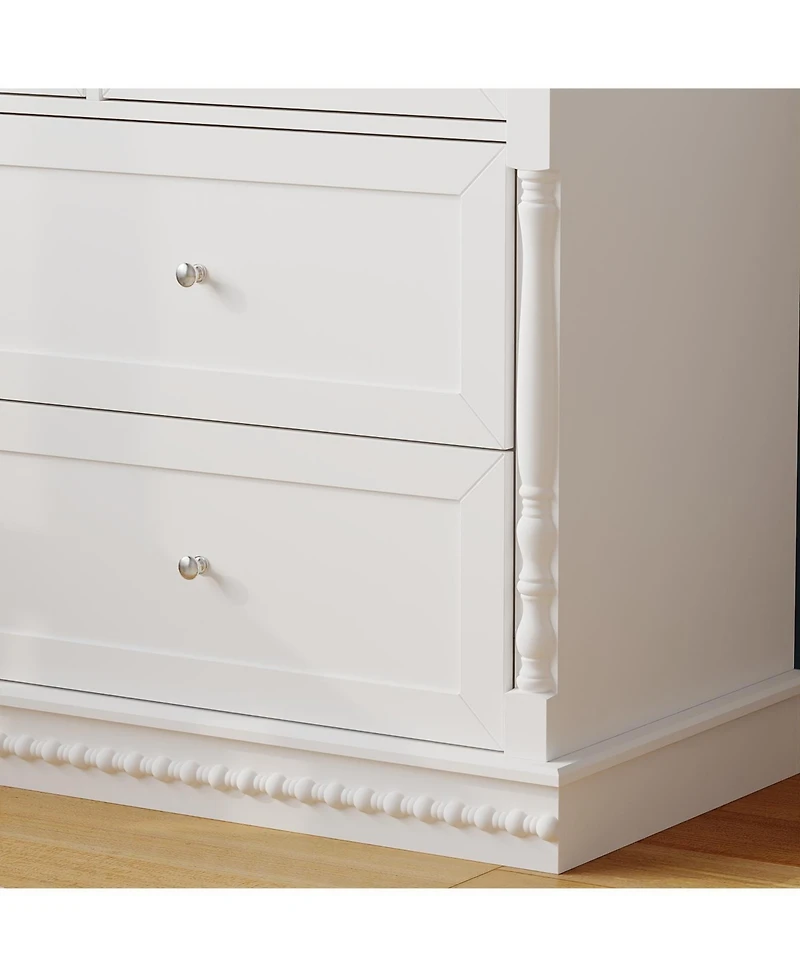 Homsee Changing Table with 7-Drawers, Guardrail Top, Anti-Tip Safety Feature