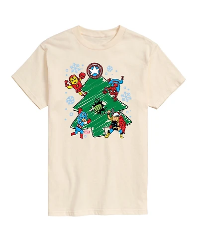 Airwaves Men's Marvel Avenger Christmas Sketch Short-Sleeve Graphic T-Shirt