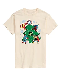 Airwaves Men's Marvel Avenger Christmas Sketch Short-Sleeve Graphic T-Shirt