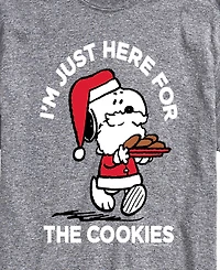 Airwaves Men's Peanuts Santa Snoopy I'M Just Here for the Cookies Graphic Short-Sleeve T-Shirt