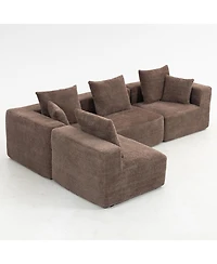 Streamdale Furniture Modular Sectional Sofa, Full-Foam, Textured Brown Upholstery,