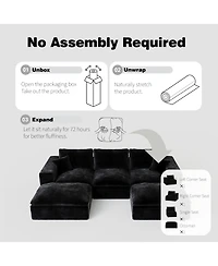 Streamdale 108" Cloud Sectional Couch with L-Shape Chaise, Modern Modular Sofa, Deep Seat, Plush Corduroy