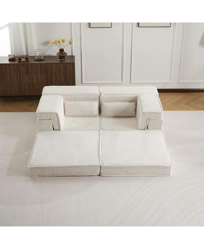 Streamdale Furniture Streamdale Compression Sofa, Convertible Floor Sofa Bed, Modern Oversized Loveseat, White