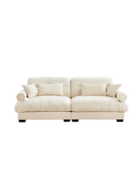 Streamdale Furniture Modern Two-Seater Velvet Sofa with Pillows, Cream