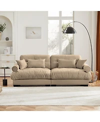 Streamdale Camel Velvet Two-Seater Sofa with Pillows