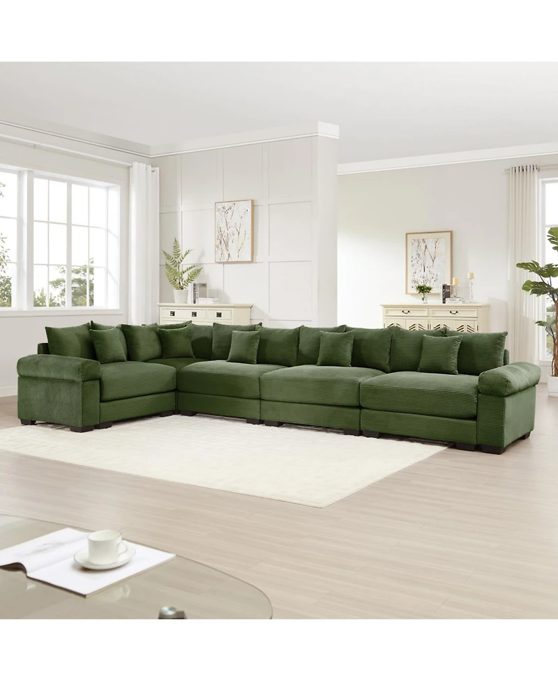 Streamdale Furniture Streamdale Oversized Cloud Modular Sectional Couch, Convertible, Deep Seat, Green