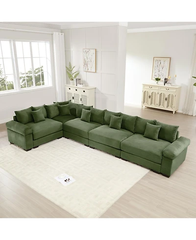 Streamdale Furniture Streamdale Oversized Cloud Modular Sectional Couch, Convertible, Deep Seat, Green