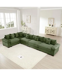 Streamdale Furniture Streamdale Oversized Cloud Modular Sectional Couch, Convertible, Deep Seat, Green