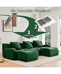 Streamdale U-shaped Soft Teddy Fabric Boneless Sofa,Green