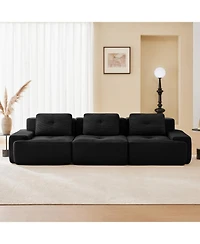 Streamdale Furniture Streamdale Modern Modular Sectional Sofa, Corduroy Fabric, Oversized 3-Seater Couch, Black
