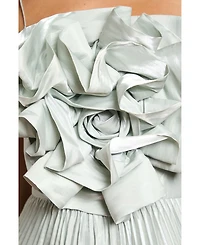 Coast Women's Metallic Pleated Corsage Maxi Dress