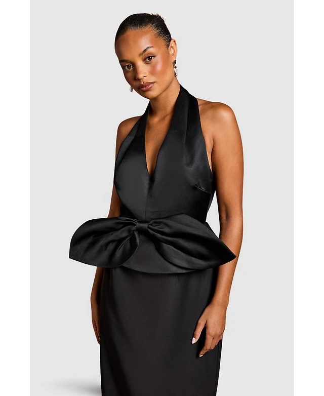 blue pleated halter dress Xscape Pleated Halter Dress 7480X