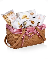 Picnic Time Farmhouse Basket with Gourmet Gift Pack, 7-Pieces