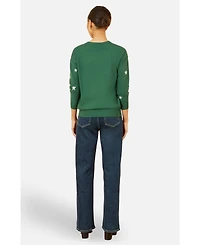 Yumi Women's Foil Star Print Relaxed Fit Sweater